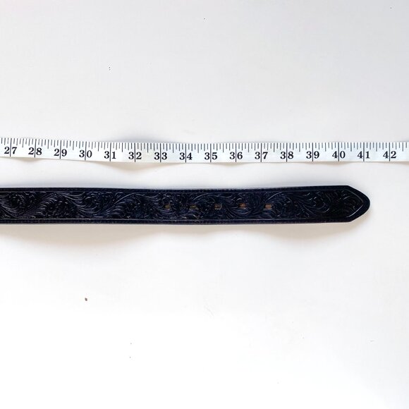 Justin Black TROPHY WESTERN Top Grain Leather Belt Size 36 Made in USA - Picture 5 of 9
